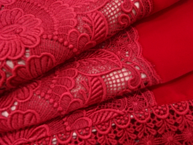  ビロードレース花模様ショール